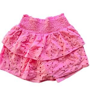 Abercrombie Kids Eyelet Skort Pink 12/14 Skater Layer Smocked Waist